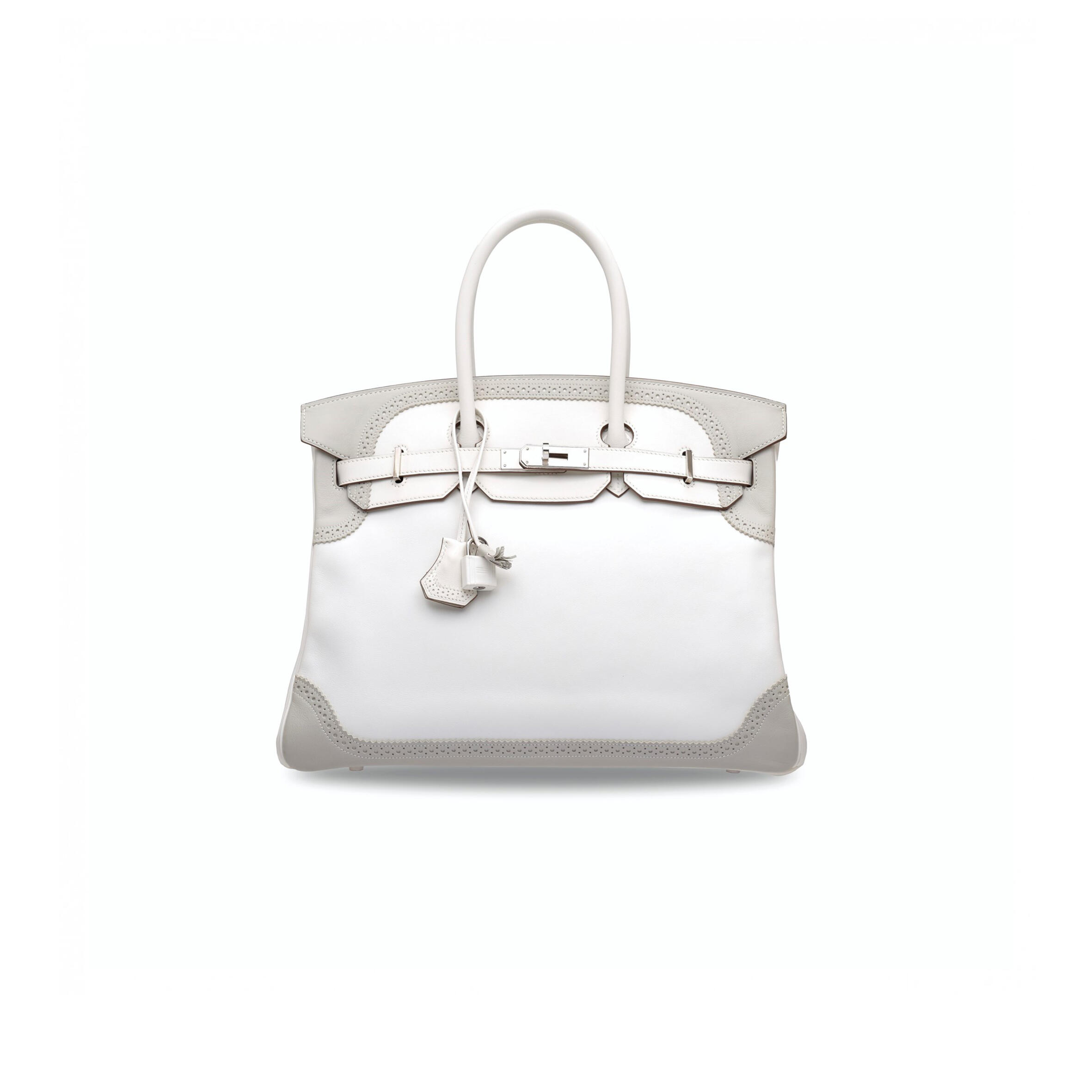 H**me5 BIRKIN 30 SWIFT WHITE AND GREY WITH SILVER BUCKLE 321877 (30*22*15cm) Master Quality